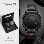 TOMI Minimalist Leather Quartz Set